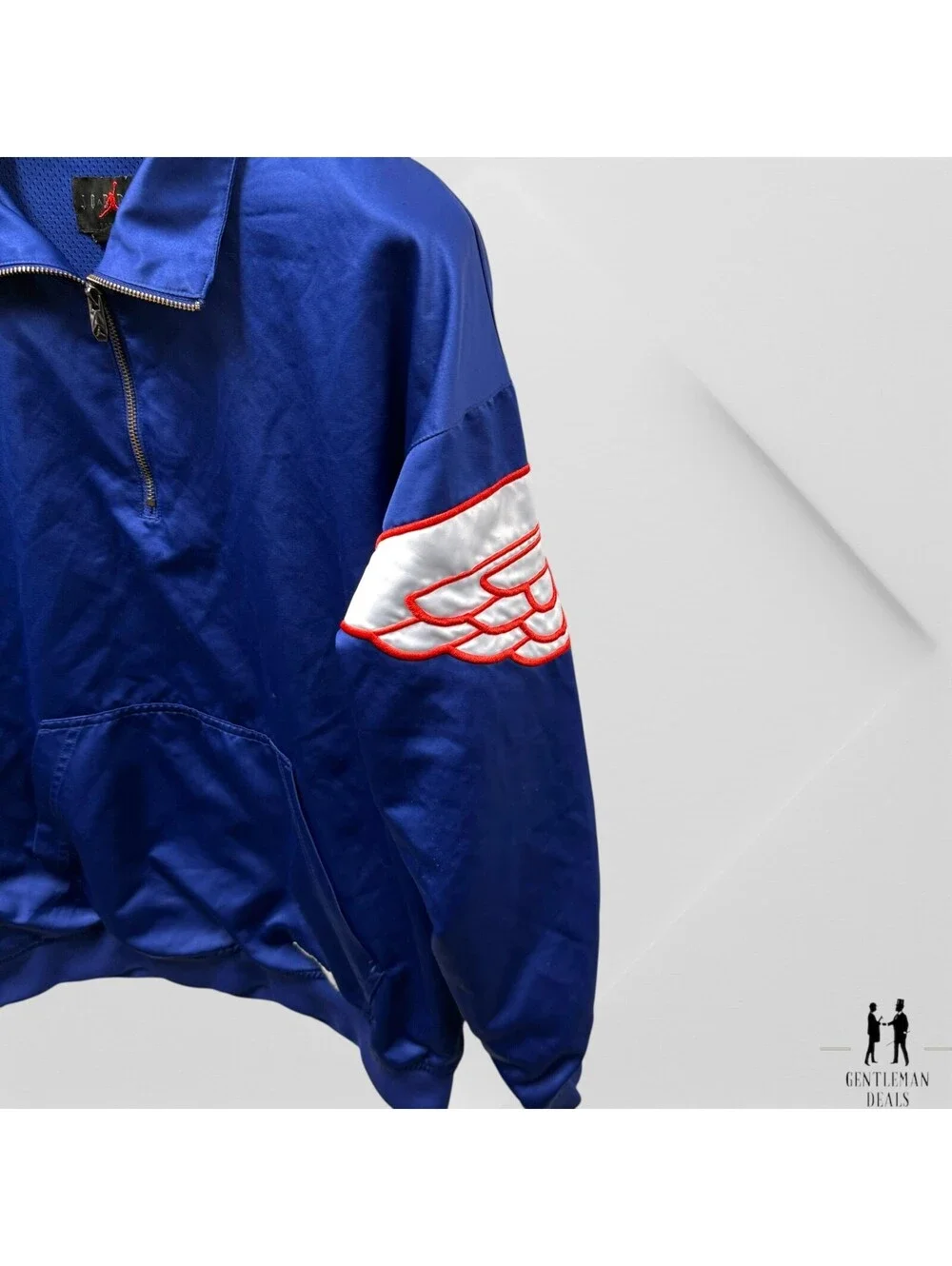 Air Jordan Satin Quarter Zip Long-Sleeve Pullover Wings Logo Mens M Medium